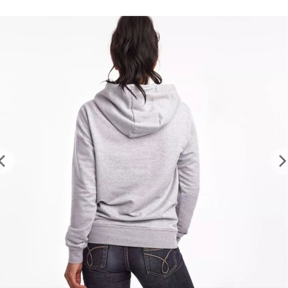 SAUCONY logo hoodie sweatshirt Small Women's unisex pullover gray - Picture 2 of 10